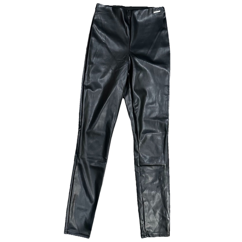 Fabletics Black Faux Vegan Leather‎ Leggings Pants Womens XS